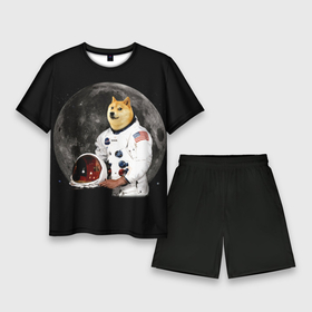 Мужской костюм с шортами 3D с принтом Доги Космонавт ,  |  | doge | earth | mars | meme | moon | nasa | space | star | usa | америка | гагарин | доги | животные | звезда | земля | корги | космонавт | космос | луна | марс | мем | наса | планета | прикол | собака | сша | флаг
