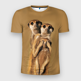 Мужская футболка 3D спортивная с принтом Сурикаты в Кировске, 100% полиэстер с улучшенными характеристиками | приталенный силуэт, круглая горловина, широкие плечи, сужается к линии бедра | животные | прикол | прикольные животные | природа | смешные | смешные животные | сурикат