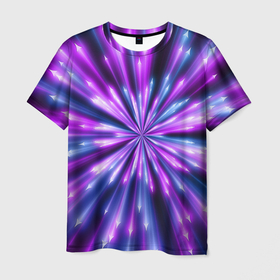 Мужская футболка 3D с принтом Неоновые стрелы в Курске, 100% полиэфир | прямой крой, круглый вырез горловины, длина до линии бедер | космос | лучи | неон | пространство | стрелы