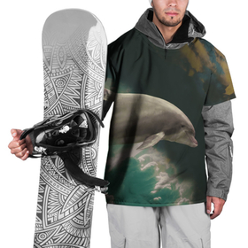 Накидка на куртку 3D с принтом Дельфин в облаках в Кировске, 100% полиэстер |  | Тематика изображения на принте: дельфин | облака | плавник | полет | свобода