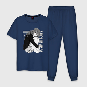 Мужская пижама хлопок с принтом Форма голоса в Петрозаводске, 100% хлопок | брюки и футболка прямого кроя, без карманов, на брюках мягкая резинка на поясе и по низу штанин
 | koe no katachi | shouko nishimiya | нишимия | сёко нисимия | форма голоса | шоуко