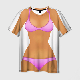 Мужская футболка 3D с принтом Tanned body в Рязани, 100% полиэфир | прямой крой, круглый вырез горловины, длина до линии бедер | body | girl | perfect body | tan | tanned body | woman | womans body | девушка | женское тело | загар | идеальное тело | тело