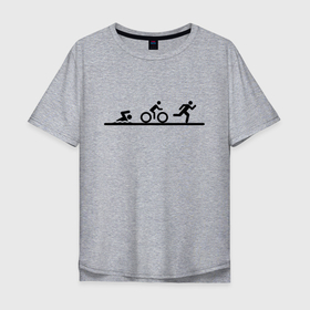 Мужская футболка хлопок Oversize с принтом Троеборье , 100% хлопок | свободный крой, круглый ворот, “спинка” длиннее передней части | ironman | tri | triathlon | бег | велосипед | велоспорт | выносливость | мультиспорт | плавание | сила | скорость | спорт | три | триатлон | троеборье | цикличный