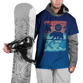 Накидка на куртку 3D с принтом Медведь на серфинге в Новосибирске, 100% полиэстер |  | Тематика изображения на принте: волны | закат | медведь | море | океан | отдых | отпуск | пальмы | серфинг