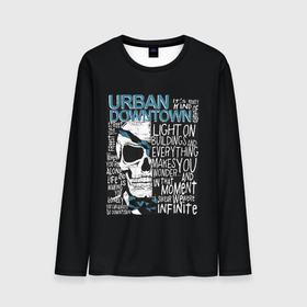 Мужской лонгслив 3D с принтом URBAN Downtown , 100% полиэстер | длинные рукава, круглый вырез горловины, полуприлегающий силуэт | hell | skull | ад | скелет | ужасы | череп | черепушка