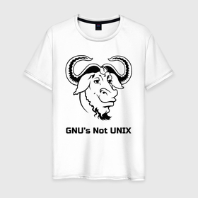 Мужская футболка хлопок с принтом GNU’s Not UNIX , 100% хлопок | прямой крой, круглый вырез горловины, длина до линии бедер, слегка спущенное плечо. | Тематика изображения на принте: gnu | linux | not unix | programming | гну | линукс | программист | сисадмин | системный администратор