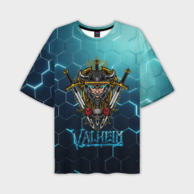 Мужская футболка oversize 3D с принтом Valheim neon samurai ,  |  | fantasy | mmo | valheim | valve | валхейм | вальхейм | викинги | выживалка | игра | королевская битва | ммо | ролевая игра | фэнтази