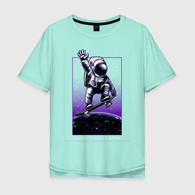 Мужская футболка хлопок Oversize с принтом Atam , 100% хлопок | свободный крой, круглый ворот, “спинка” длиннее передней части | moon | день космонавтики | звезды | космонавт | космос | луна | небо | планеты
