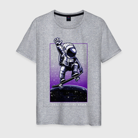 Мужская футболка хлопок с принтом Atam , 100% хлопок | прямой крой, круглый вырез горловины, длина до линии бедер, слегка спущенное плечо. | moon | день космонавтики | звезды | космонавт | космос | луна | небо | планеты