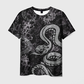 Мужская футболка 3D с принтом COBRA RAGE в Тюмени, 100% полиэфир | прямой крой, круглый вырез горловины, длина до линии бедер | Тематика изображения на принте: животные | злой | змея | кобра | текстура | ярость