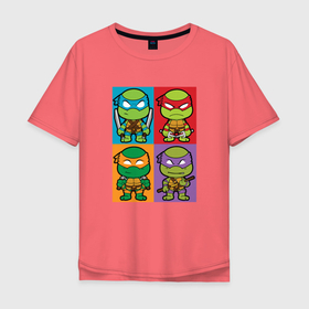 Мужская футболка хлопок Oversize с принтом Ninja Turtles в Белгороде, 100% хлопок | свободный крой, круглый ворот, “спинка” длиннее передней части | donatello | leonardo | michelangelo | ninja | pizza | raphael | turtles | донателло | животные | карате | комикс | комиксы | леонардо | микеланджело | мультфильм | мутант | мутанты | ниндзя | пицца | рафаэль | сплинтер | супергерой