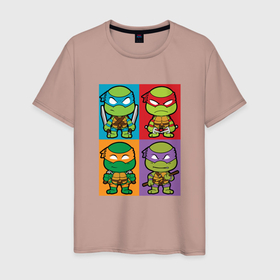 Мужская футболка хлопок с принтом Ninja Turtles в Тюмени, 100% хлопок | прямой крой, круглый вырез горловины, длина до линии бедер, слегка спущенное плечо. | donatello | leonardo | michelangelo | ninja | pizza | raphael | turtles | донателло | животные | карате | комикс | комиксы | леонардо | микеланджело | мультфильм | мутант | мутанты | ниндзя | пицца | рафаэль | сплинтер | супергерой