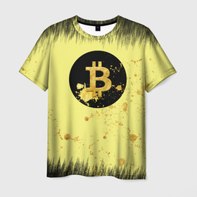 Мужская футболка 3D с принтом Gold Bitcoin в Тюмени, 100% полиэфир | прямой крой, круглый вырез горловины, длина до линии бедер | биткоин | биткоина | биток | валюта | золотая осыпь | золото | крипта | лого | логотип