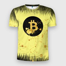 Мужская футболка 3D спортивная с принтом Gold Bitcoin в Екатеринбурге, 100% полиэстер с улучшенными характеристиками | приталенный силуэт, круглая горловина, широкие плечи, сужается к линии бедра | биткоин | биткоина | биток | валюта | золотая осыпь | золото | крипта | лого | логотип