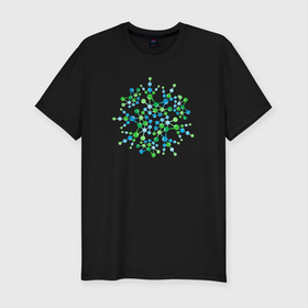Мужская футболка хлопок Slim с принтом Молекула в Новосибирске, 92% хлопок, 8% лайкра | приталенный силуэт, круглый вырез ворота, длина до линии бедра, короткий рукав | минимализм | молекула | молекулярное соединение | наука | рисунок | шарики