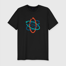 Мужская футболка хлопок Slim с принтом Молекула (Минимализм) в Новосибирске, 92% хлопок, 8% лайкра | приталенный силуэт, круглый вырез ворота, длина до линии бедра, короткий рукав | земля | минимализм | молекула | планета | рисунок