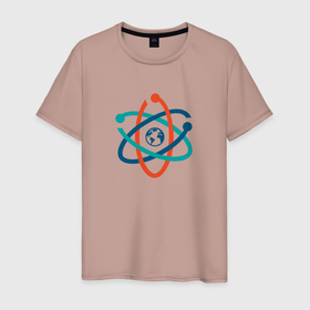 Мужская футболка хлопок с принтом Молекула (Минимализм) в Новосибирске, 100% хлопок | прямой крой, круглый вырез горловины, длина до линии бедер, слегка спущенное плечо. | земля | минимализм | молекула | планета | рисунок