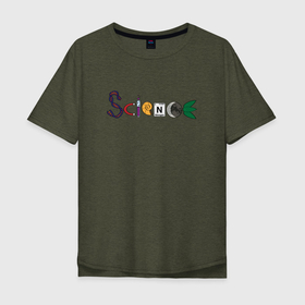 Мужская футболка хлопок Oversize с принтом Science в Екатеринбурге, 100% хлопок | свободный крой, круглый ворот, “спинка” длиннее передней части | science | днк | магнит | наука | планета | ракушка | слово