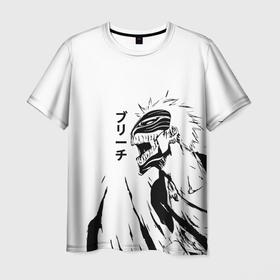 Мужская футболка 3D с принтом Rage of Kurosaki Ichigo в Санкт-Петербурге, 100% полиэфир | прямой крой, круглый вырез горловины, длина до линии бедер | anime | bleach | аниме | блич | герой | зло | иероглифы | куросаки ичиго | персонаж | япония