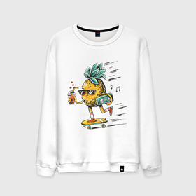 Мужской свитшот хлопок с принтом Крутой ананас , 100% хлопок |  | art | juice | music | pineapple | skate | skateboard | ананас | арт | музыка | скейт | скейтборд | сок