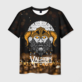 Мужская футболка 3D с принтом Valheim viking gold , 100% полиэфир | прямой крой, круглый вырез горловины, длина до линии бедер | fantasy | mmo | valheim | valve | валхейм | вальхейм | викинги | выживалка | игра | королевская битва | ммо | ролевая игра | фэнтази