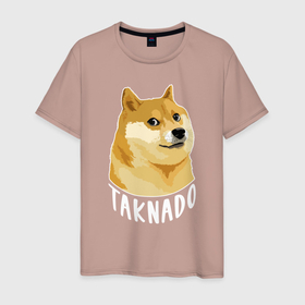 Мужская футболка хлопок с принтом ПЕС МЕМ|TAKNADO в Белгороде, 100% хлопок | прямой крой, круглый вырез горловины, длина до линии бедер, слегка спущенное плечо. | мем | пес мем | собака | такнадо | хаски