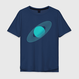 Мужская футболка хлопок Oversize с принтом Сатурн в Тюмени, 100% хлопок | свободный крой, круглый ворот, “спинка” длиннее передней части | Тематика изображения на принте: blue | planet | saturn | space | кольца | космос | планета