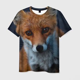 Мужская футболка 3D с принтом Мудрая лиса в Тюмени, 100% полиэфир | прямой крой, круглый вырез горловины, длина до линии бедер | fox | foxy | животное | звери | лиса | лисенок | лисичка | милая | рыжая | фокс