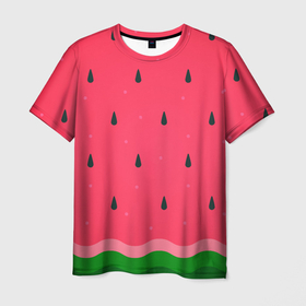 Мужская футболка 3D с принтом Текстура арбуза в Тюмени, 100% полиэфир | прямой крой, круглый вырез горловины, длина до линии бедер | background | seeds | texture | watermelon | арбуз | косточки | семечки | текстура | фон