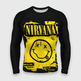 Мужской рашгард 3D с принтом Nirvana 1987 в Санкт-Петербурге,  |  | album | curt | kobain | logo | music | nevermind | nirvana | rock | smells like | smile | teen spirit | альбом | гитара | курт кобейн | логотип | музыка | невермайнд | нирвана | рок | смайл | стикер