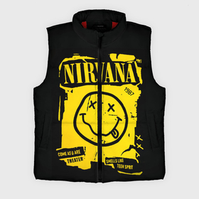 Мужской жилет утепленный 3D с принтом Nirvana 1987 ,  |  | album | curt | kobain | logo | music | nevermind | nirvana | rock | smells like | smile | teen spirit | альбом | гитара | курт кобейн | логотип | музыка | невермайнд | нирвана | рок | смайл | стикер