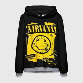 Мужская толстовка 3D с принтом Nirvana 1987 в Санкт-Петербурге, 100% полиэстер | двухслойный капюшон со шнурком для регулировки, мягкие манжеты на рукавах и по низу толстовки, спереди карман-кенгуру с мягким внутренним слоем. | album | curt | kobain | logo | music | nevermind | nirvana | rock | smells like | smile | teen spirit | альбом | гитара | курт кобейн | логотип | музыка | невермайнд | нирвана | рок | смайл | стикер