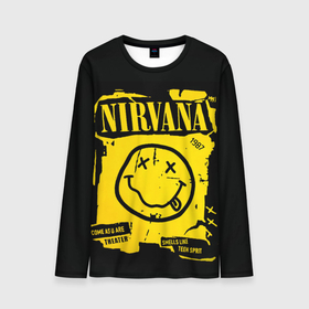 Мужской лонгслив 3D с принтом Nirvana 1987 , 100% полиэстер | длинные рукава, круглый вырез горловины, полуприлегающий силуэт | Тематика изображения на принте: album | curt | kobain | logo | music | nevermind | nirvana | rock | smells like | smile | teen spirit | альбом | гитара | курт кобейн | логотип | музыка | невермайнд | нирвана | рок | смайл | стикер