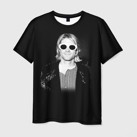 Мужская футболка 3D с принтом Курт Кобейн в Очках Nirvana , 100% полиэфир | прямой крой, круглый вырез горловины, длина до линии бедер | album | curt | kobain | music | nevermind | nirvana | rock | smells like | teen spirit | альбом | гитара | курт кобейн | музыка | невермайнд | нирвана | рок