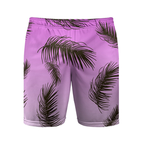 Мужские шорты спортивные с принтом Тропический Закат ,  |  | tropics | горизонт | закат | лето | листья | листья пальмы | пальма | пляжная | рассвет | тропики