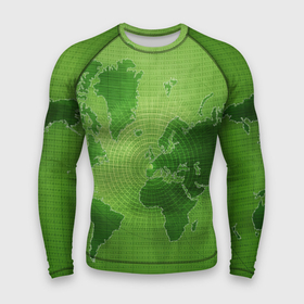 Мужской рашгард 3D с принтом Карта мира в Курске,  |  | глобус | земля | карта | карта мира | континенты | материки | мир | планета | цифры