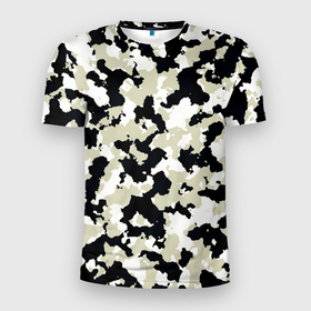Мужская футболка 3D Slim с принтом Холодный камуфляж в Новосибирске, 100% полиэстер с улучшенными характеристиками | приталенный силуэт, круглая горловина, широкие плечи, сужается к линии бедра | армия | военные | камуфляж | текстура | фон | холод