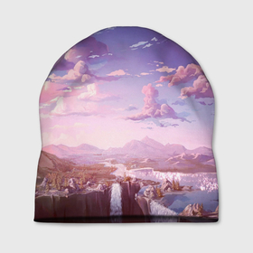 Шапка 3D с принтом Долина в Тюмени, 100% полиэстер | универсальный размер, печать по всей поверхности изделия | valley | водопад | горы | небо | облака | река