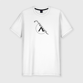 Мужская футболка хлопок Slim с принтом Half life Crowbar в Петрозаводске, 92% хлопок, 8% лайкра | приталенный силуэт, круглый вырез ворота, длина до линии бедра, короткий рукав | game | half life | hl | игра | логотип | монтировк | халф лайф