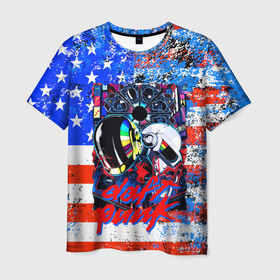 Мужская футболка 3D с принтом Daft Punk american dream в Санкт-Петербурге, 100% полиэфир | прямой крой, круглый вырез горловины, длина до линии бедер | by craig drake | daft punk | madeinkipish | thomas bangalter | дафт панк | маски | тома и ги мануэль