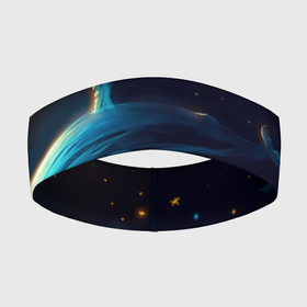 Повязка на голову 3D с принтом СИНИЙ КИТ В НОЧНОМ НЕБЕ ,  |  | blue whale | cloud | galaxy | moon | night | space | star | stars | whale | звёзды | кит | луна | небо | ночь | полосатик | синий кит