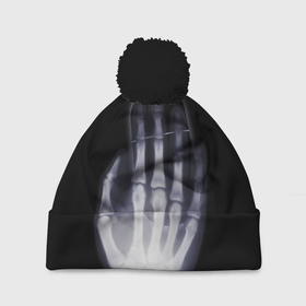 Шапка 3D c помпоном с принтом X-Ray hand в Екатеринбурге, 100% полиэстер | универсальный размер, печать по всей поверхности изделия | hand | mouse | x ray | мышка | рука