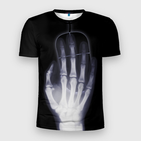 Мужская футболка 3D Slim с принтом X Ray hand в Тюмени, 100% полиэстер с улучшенными характеристиками | приталенный силуэт, круглая горловина, широкие плечи, сужается к линии бедра | hand | mouse | x ray | мышка | рука