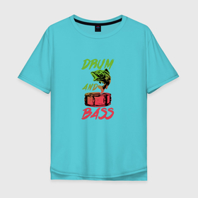 Мужская футболка хлопок Oversize с принтом Drum and Bass Fish в Курске, 100% хлопок | свободный крой, круглый ворот, “спинка” длиннее передней части | dnb | jungle | liquid | solid