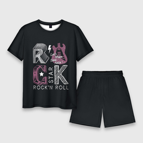 Мужской костюм с шортами 3D с принтом Rock star в Курске,  |  | rock | rock star | rockn roll | star | гитара | рок | рокер | рокнролл | шум