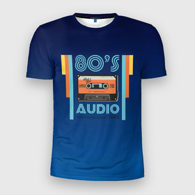 Мужская футболка 3D спортивная с принтом 80s audio tape в Новосибирске, 100% полиэстер с улучшенными характеристиками | приталенный силуэт, круглая горловина, широкие плечи, сужается к линии бедра | 80 | 80 е | 80s | диджей | кассета | классика | меломан | музыка | регги | ретро | электронная музыка