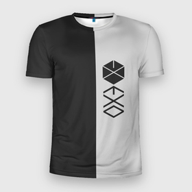 Мужская футболка 3D спортивная с принтом EXO в Екатеринбурге, 100% полиэстер с улучшенными характеристиками | приталенный силуэт, круглая горловина, широкие плечи, сужается к линии бедра | exo | exo лого | геометрия | логотип | минимализм | надпись