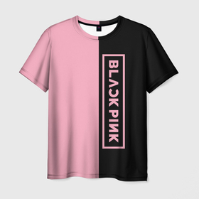 Мужская футболка 3D с принтом BLACKPINK в Санкт-Петербурге, 100% полиэфир | прямой крой, круглый вырез горловины, длина до линии бедер | blackpink | лого | минимализм | музыка | надпись
