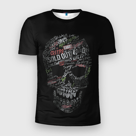 Мужская футболка 3D спортивная с принтом Skull Creeps в Белгороде, 100% полиэстер с улучшенными характеристиками | приталенный силуэт, круглая горловина, широкие плечи, сужается к линии бедра | freak | skelet | skeleton | skulls | style | warning | графити | граффити | надписи | скелет | скелетон | стиль | текст | череп | черепушка