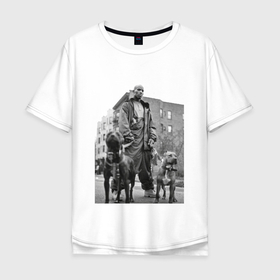 Мужская футболка хлопок Oversize с принтом Рэпер DMX в Тюмени, 100% хлопок | свободный крой, круглый ворот, “спинка” длиннее передней части | dmx | hip | hip hop | hop | music | rap | бультерьер | бурбуль | дмикс | дог | питбули | питбуль | реп | ротвейлер | рэп | собаки | хип хоп | черно белая фотография